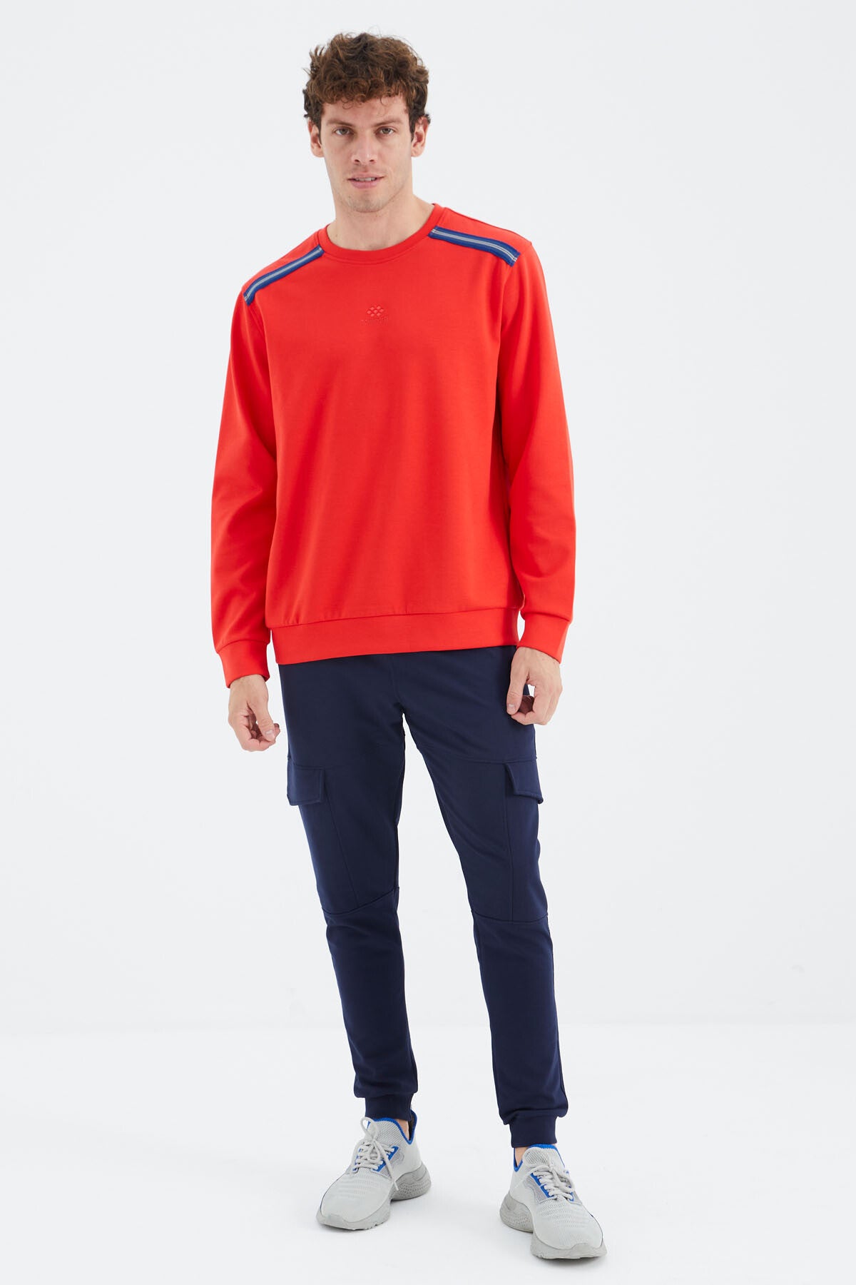 Fiesta O Collar Striped Shoulder Detailed Relax Fit Men's Sweatshirt - 88279