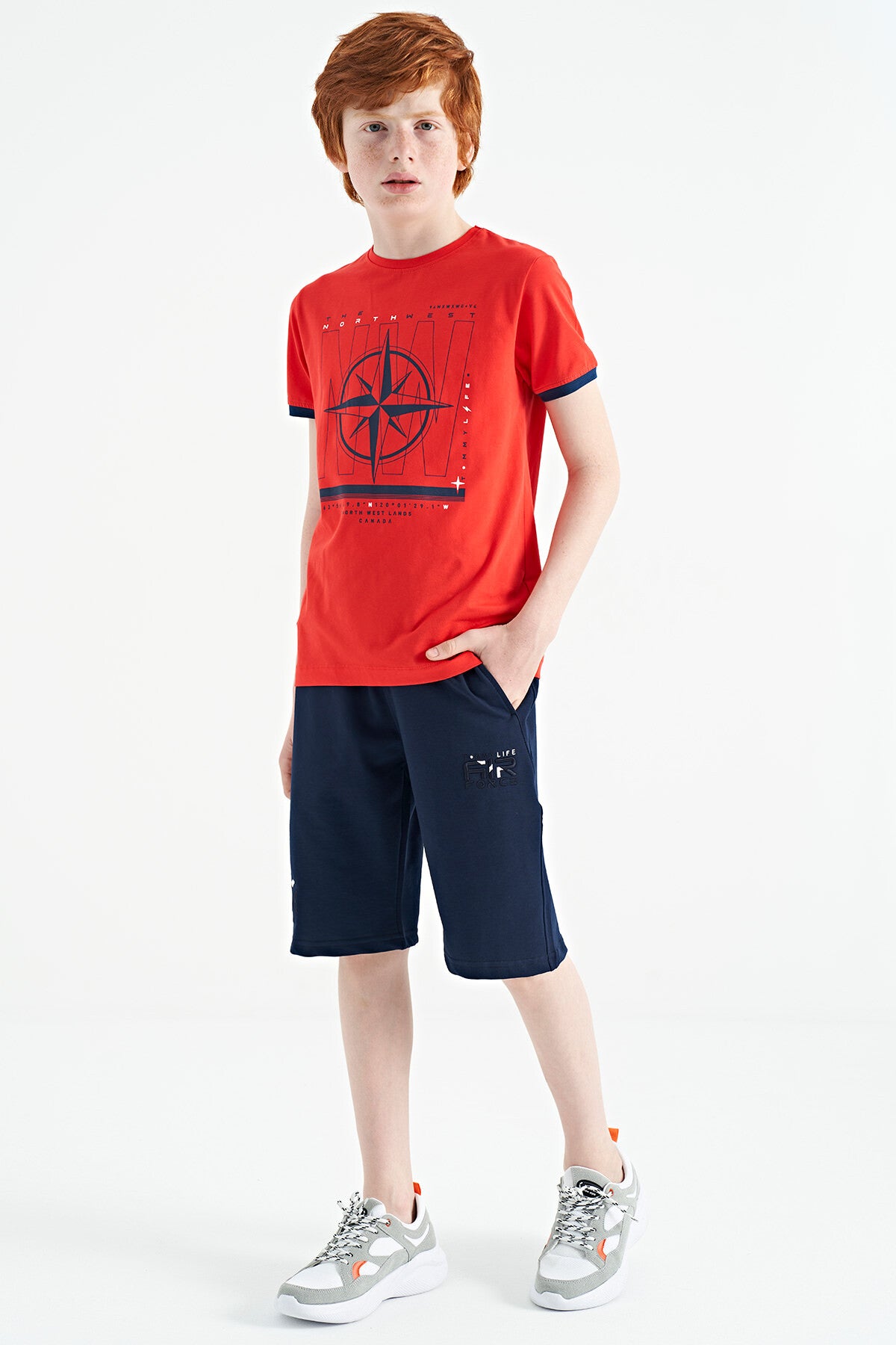 Fiesta Compass Printed Standard Cut O Neck Boys T-Shirt - 11106