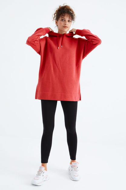 Fiesta Raglan Collar Basic Hooded Oversize Sweatshirt Tunic - 97242