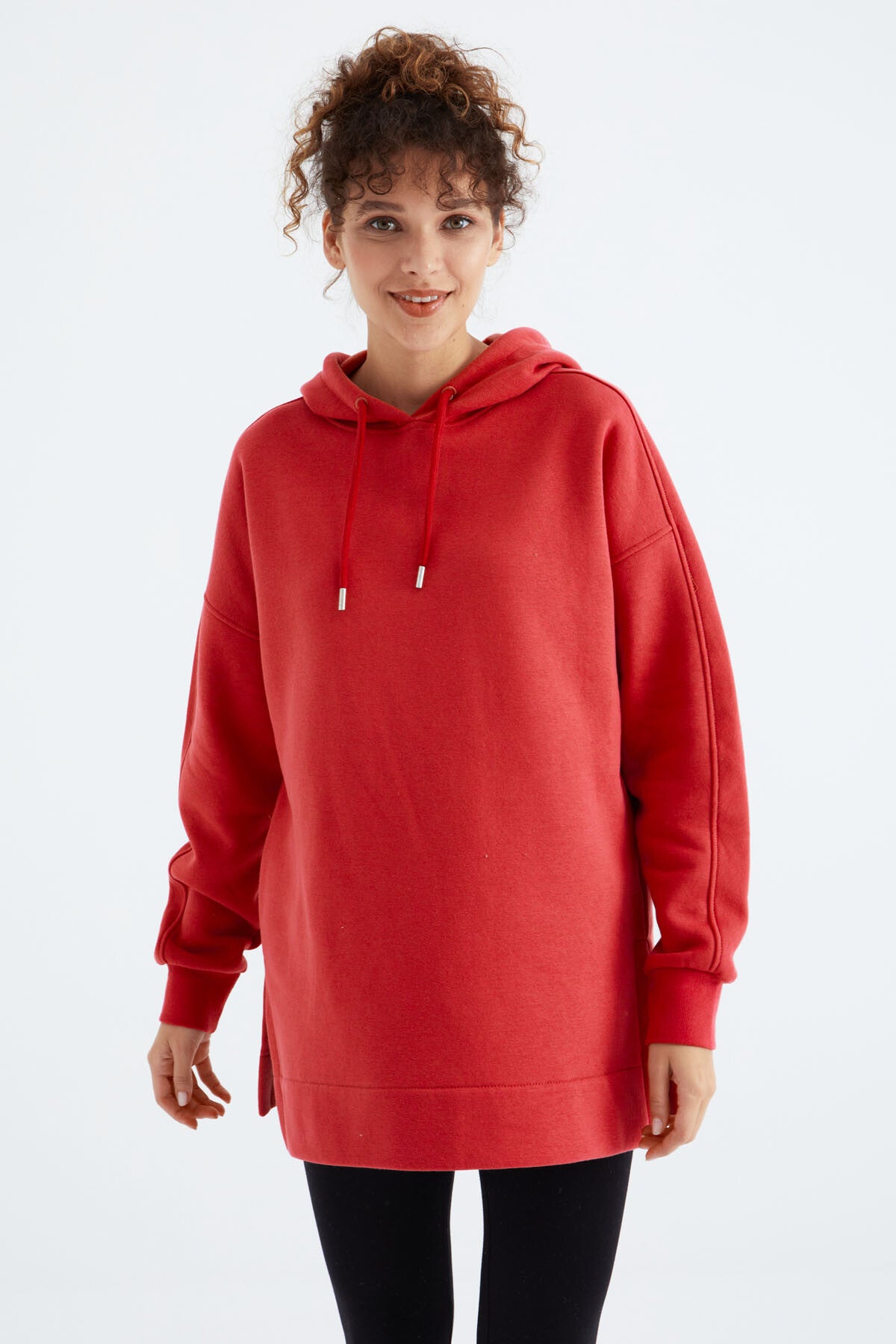 Fiesta Raglan Collar Basic Hooded Oversize Sweatshirt Tunic - 97242