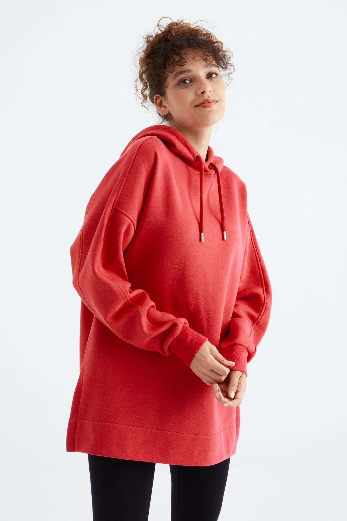 Fiesta Raglan Collar Basic Hooded Oversize Sweatshirt Tunic - 97242