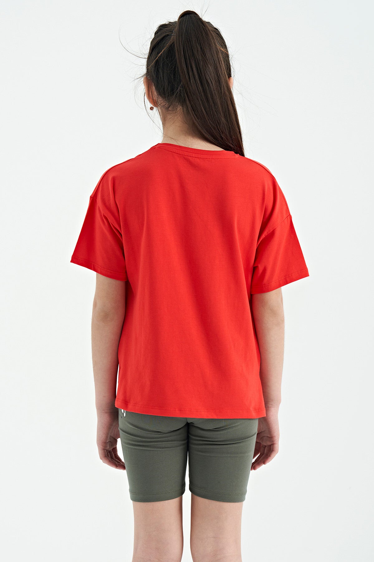 Fiesta Print Letter O Collar Oversize Short Sleeve Girls' T-Shirt - 75112