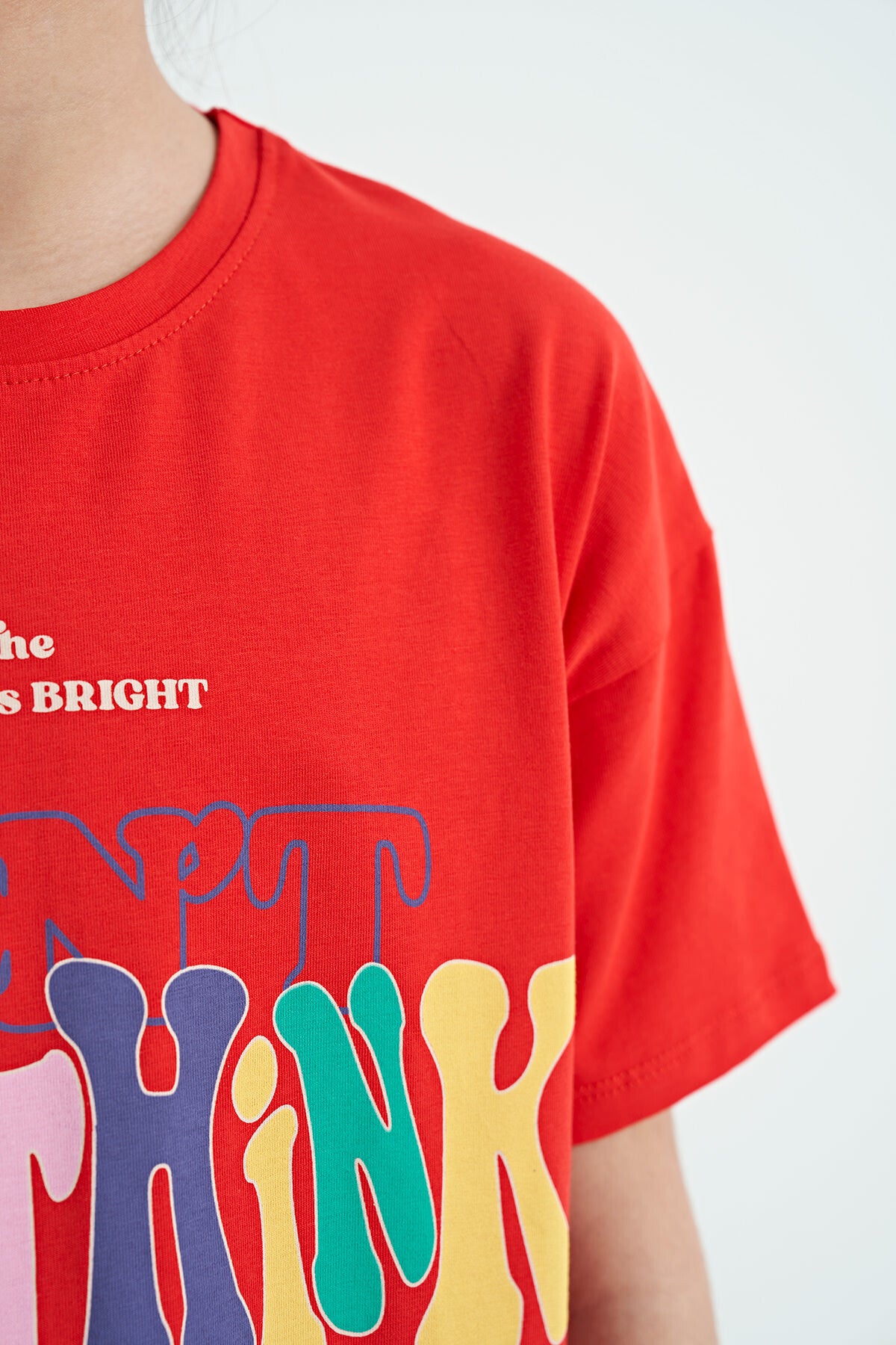 Fiesta Print Letter O Collar Oversize Short Sleeve Girls' T-Shirt - 75112