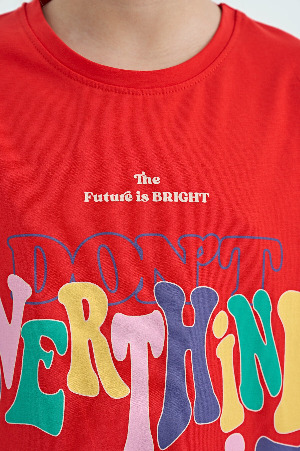 Fiesta Print Letter O Collar Oversize Short Sleeve Girls' T-Shirt - 75112