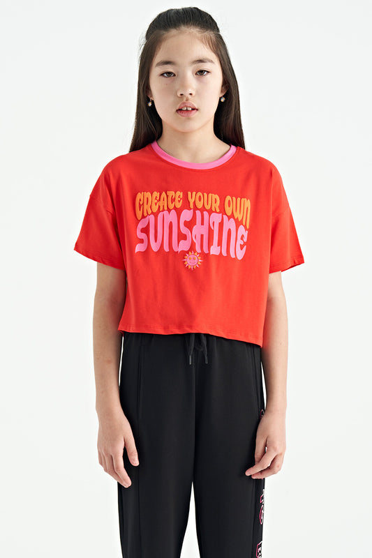 Fiesta Colorful Print O Collar Oversize Short Sleeve Girls T-Shirt - 75111