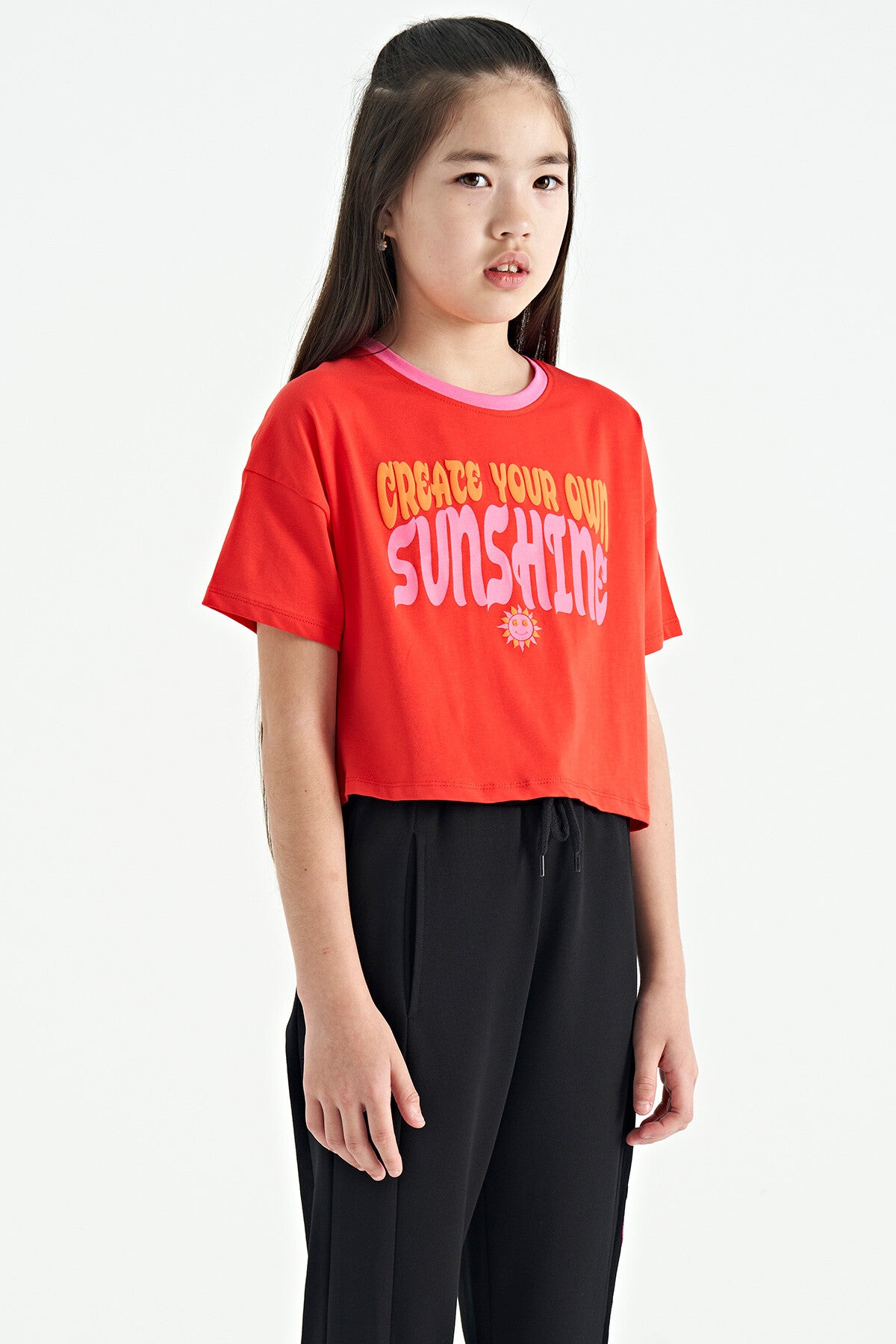 Fiesta Colorful Print O Collar Oversize Short Sleeve Girls T-Shirt - 75111