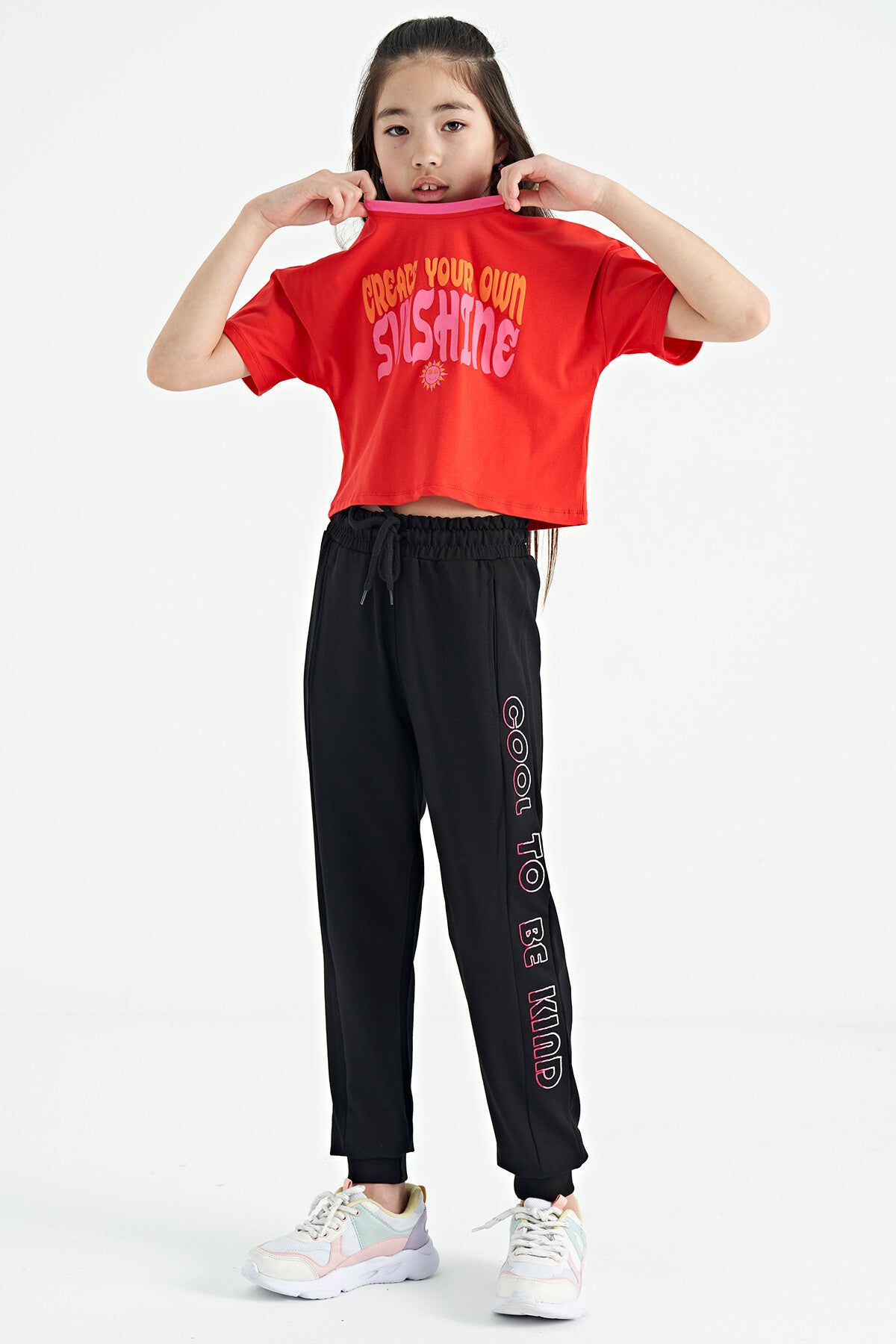 Fiesta Colorful Print O Collar Oversize Short Sleeve Girls T-Shirt - 75111