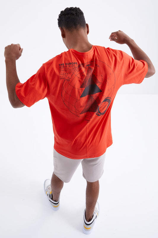 Round Collar Men's Oversize T-shirt - 88091