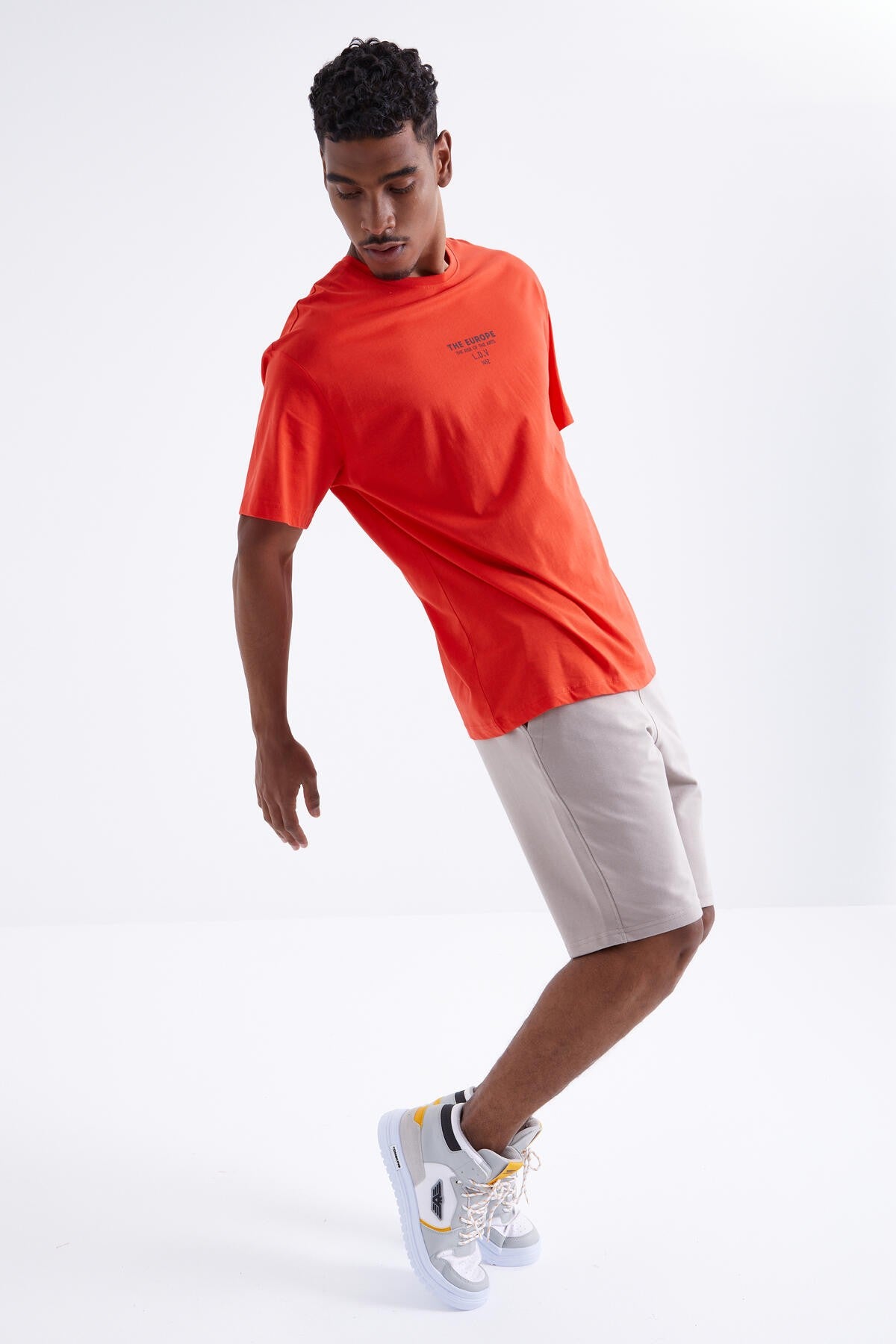 Round Collar Men's Oversize T-shirt - 88091