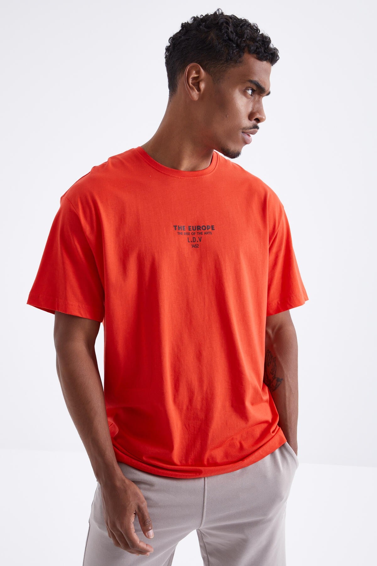 Round Collar Men's Oversize T-shirt - 88091
