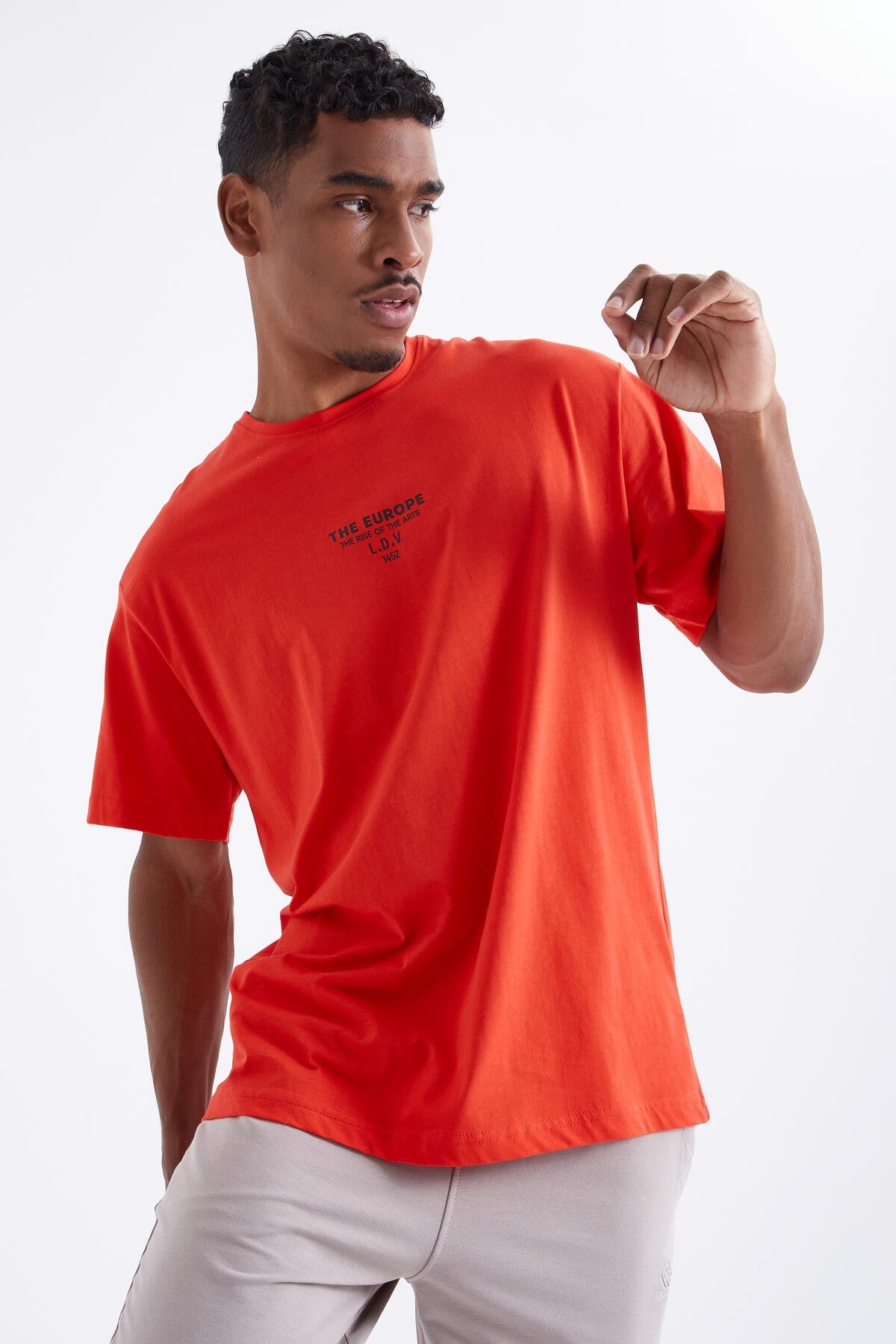 Round Collar Men's Oversize T-shirt - 88091