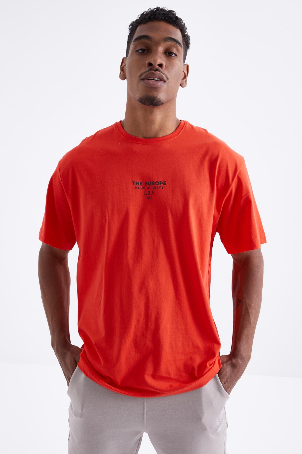 Round Collar Men's Oversize T-shirt - 88091