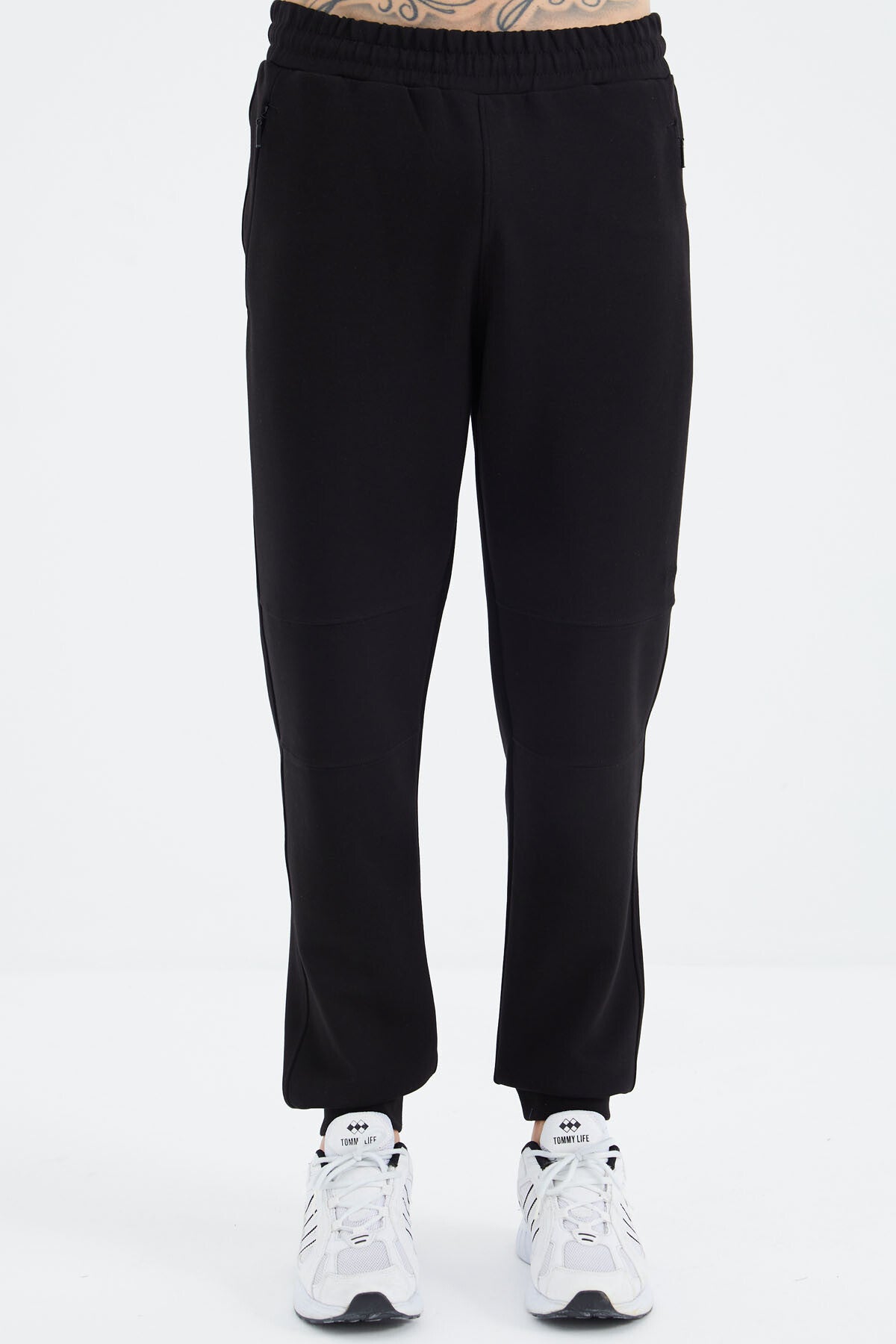 Fiesta - Black Stand-Up Collar Hidden Pocket Detailed Relax Fit Men's Tracksuit Set - 85220