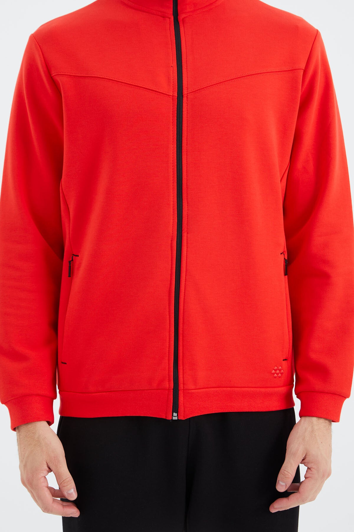 Fiesta - Black Stand-Up Collar Hidden Pocket Detailed Relax Fit Men's Tracksuit Set - 85220
