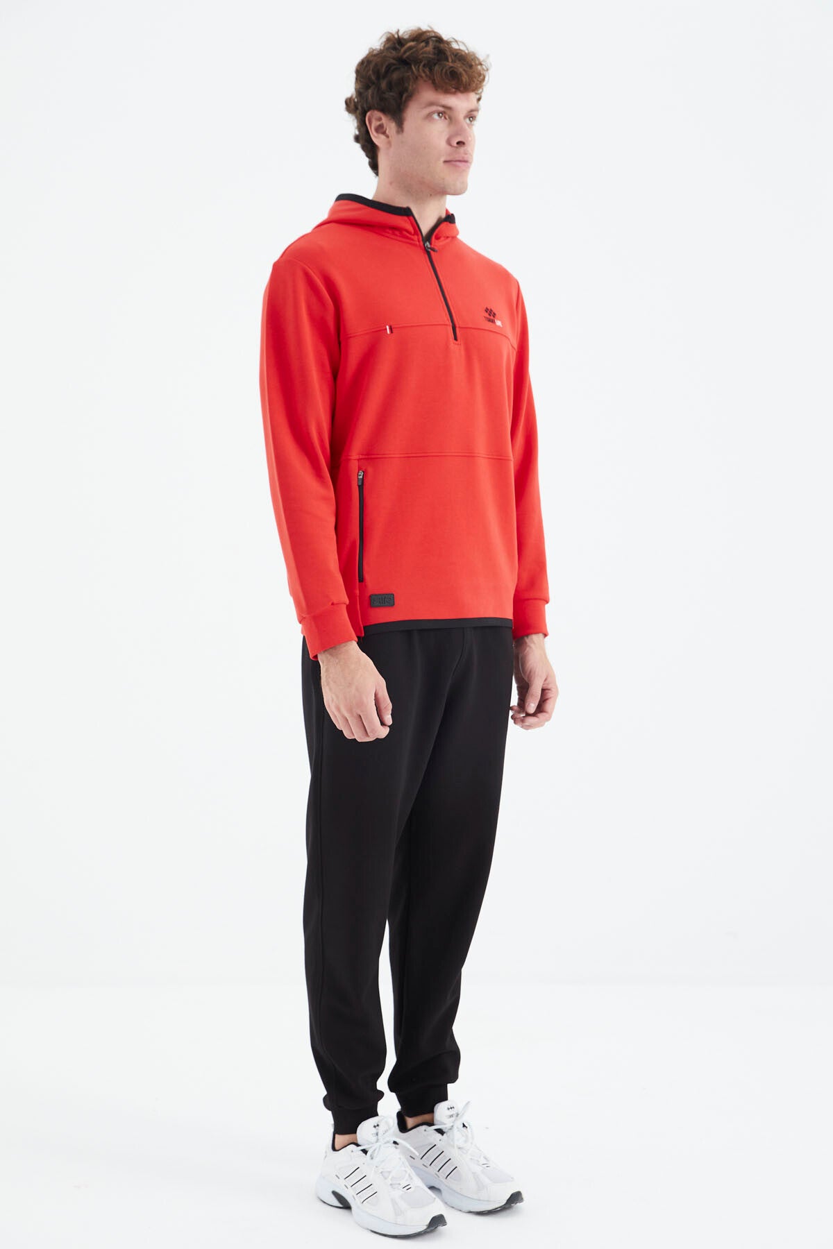 Fiesta - Black Hooded Half-Zip Pocket Detailed Men's Tracksuit Set - 85222