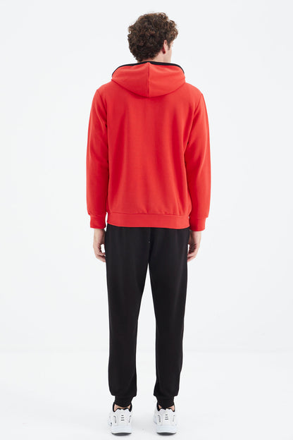 Fiesta - Black Hooded Half-Zip Pocket Detailed Men's Tracksuit Set - 85222