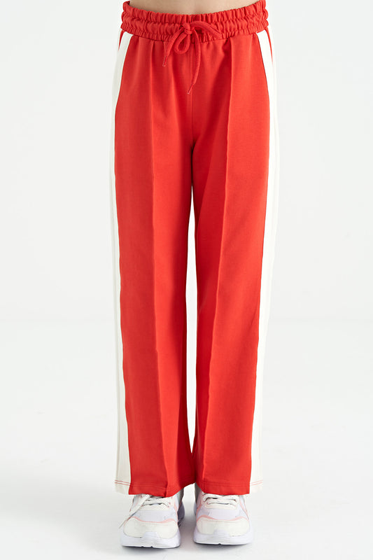 Fiesta Yan Bant Detailed Laced Relax Fit Wide Leg Girls' Tracksuit Bottom - 75119
