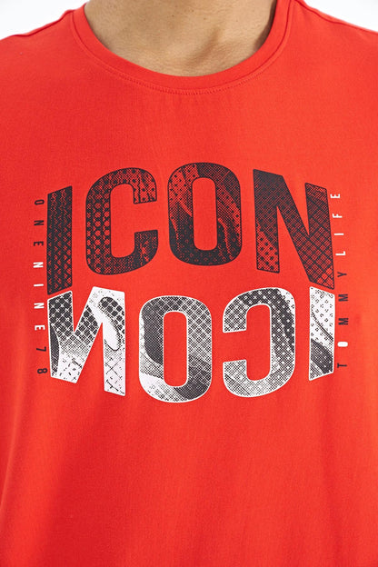 Fiesta Print Lettering O Neck Standard Fit Men's T-Shirt - 88174