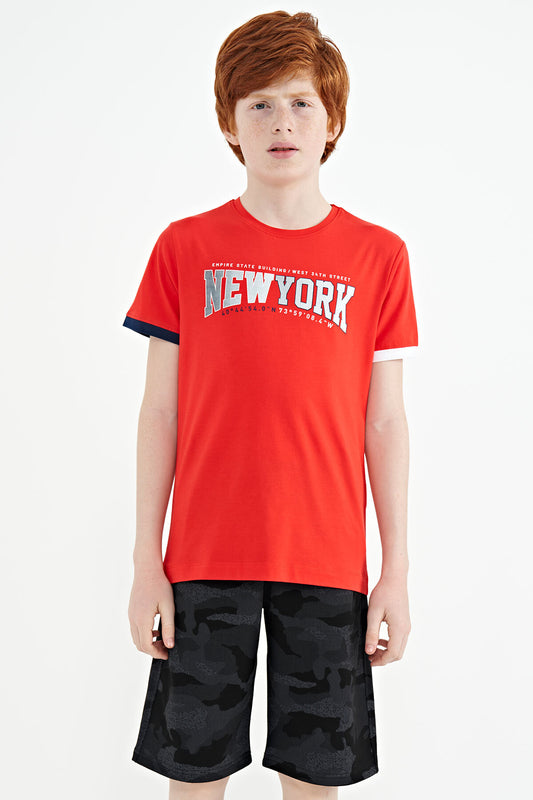 Fiesta Print Standard Fit O Neck Boy's T-Shirt - 11105