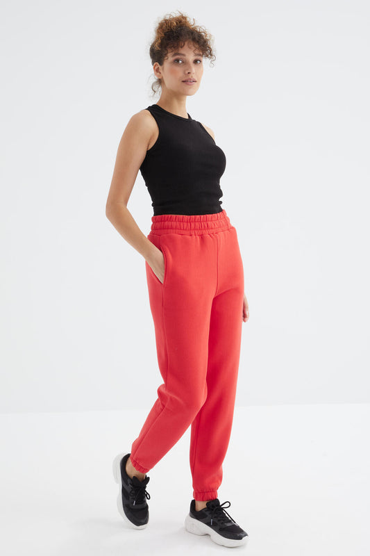 Fiesta High Waist Brushed 3-Thread Cotton Basic Women's Tracksuit Bottom - 94624