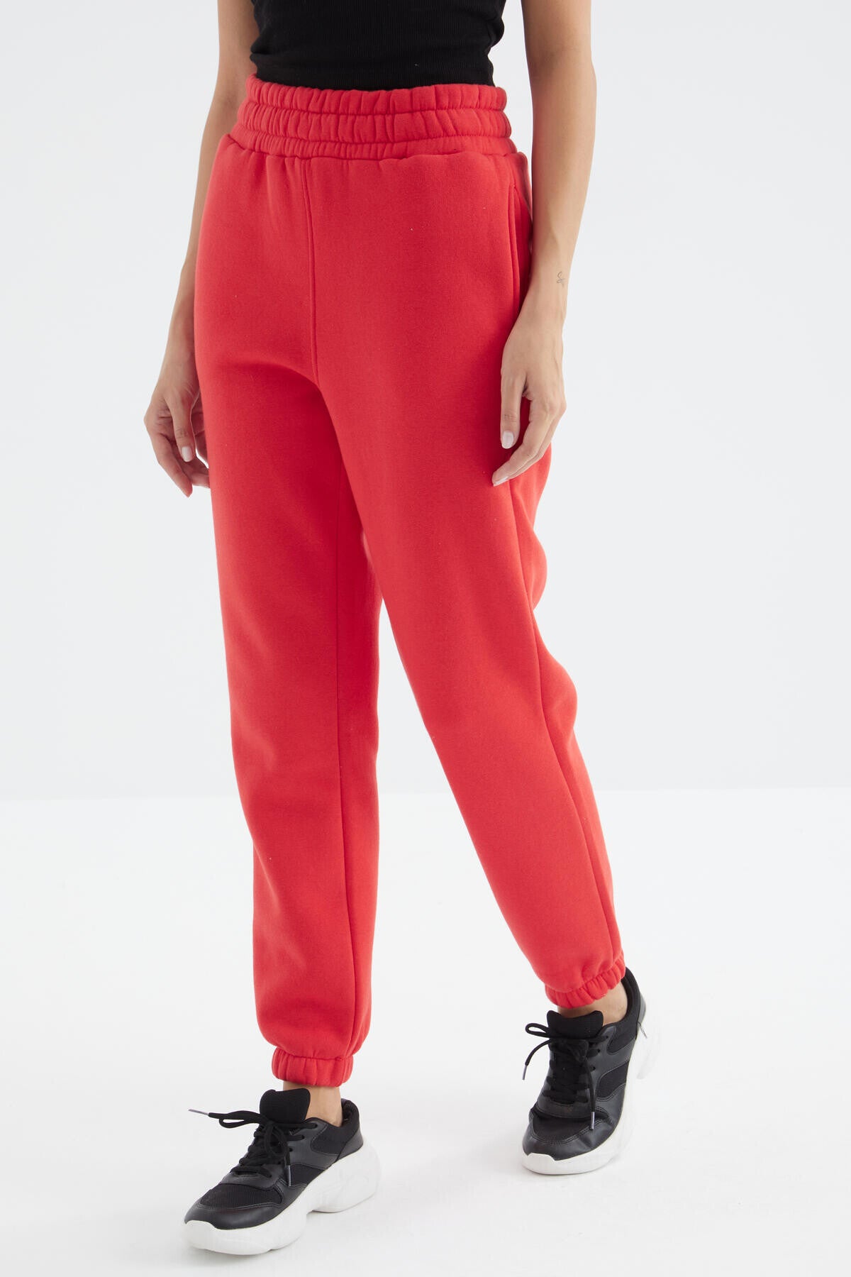 Fiesta High Waist Brushed 3-Thread Cotton Basic Women's Tracksuit Bottom - 94624