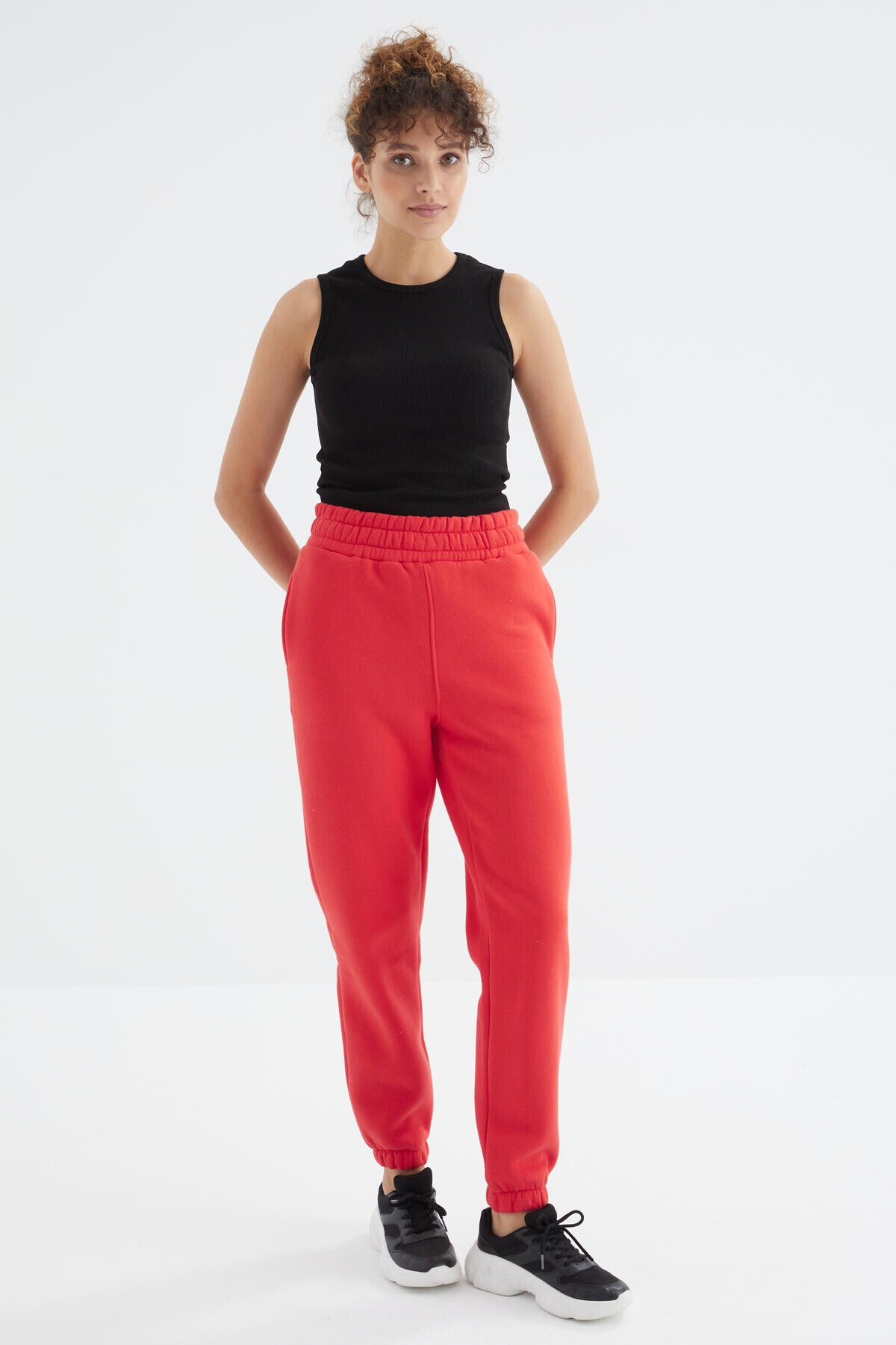 Fiesta High Waist Brushed 3-Thread Cotton Basic Women's Tracksuit Bottom - 94624