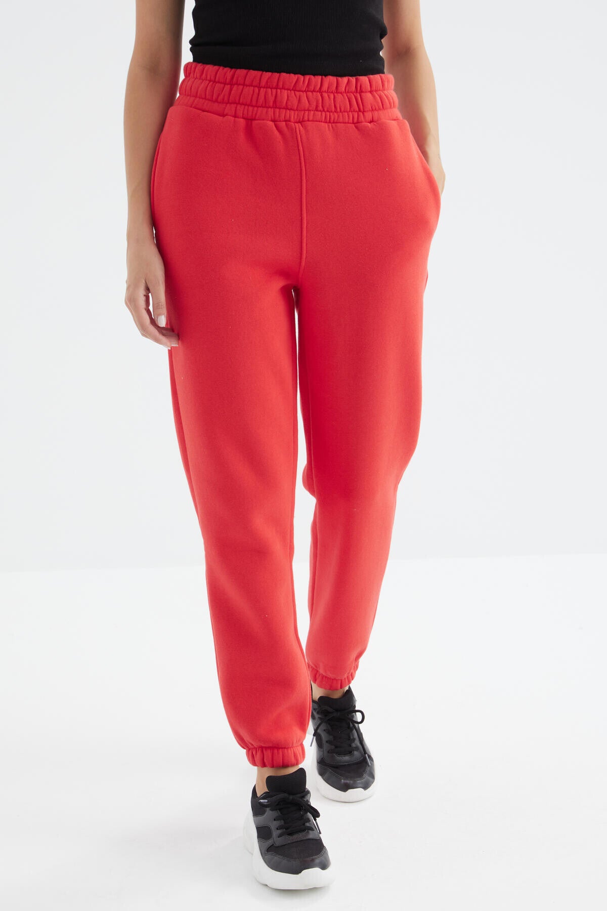 Fiesta High Waist Brushed 3-Thread Cotton Basic Women's Tracksuit Bottom - 94624