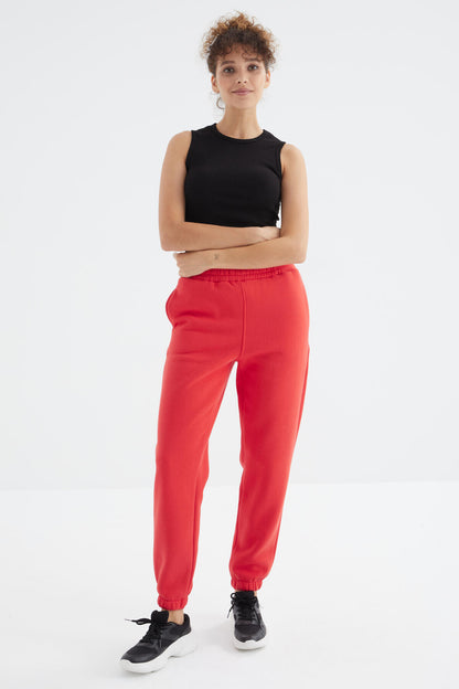 Fiesta High Waist Brushed 3-Thread Cotton Basic Women's Tracksuit Bottom - 94624