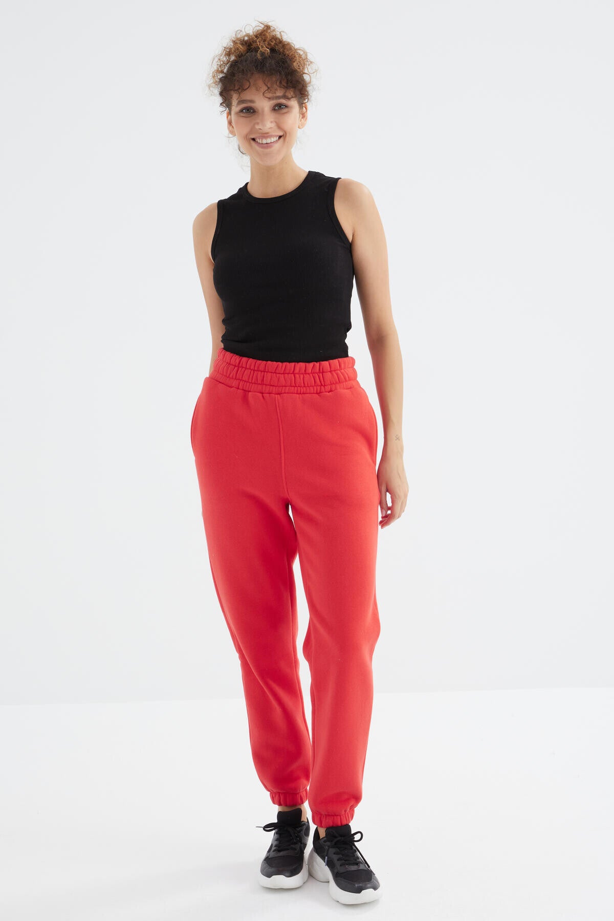 Fiesta High Waist Brushed 3-Thread Cotton Basic Women's Tracksuit Bottom - 94624