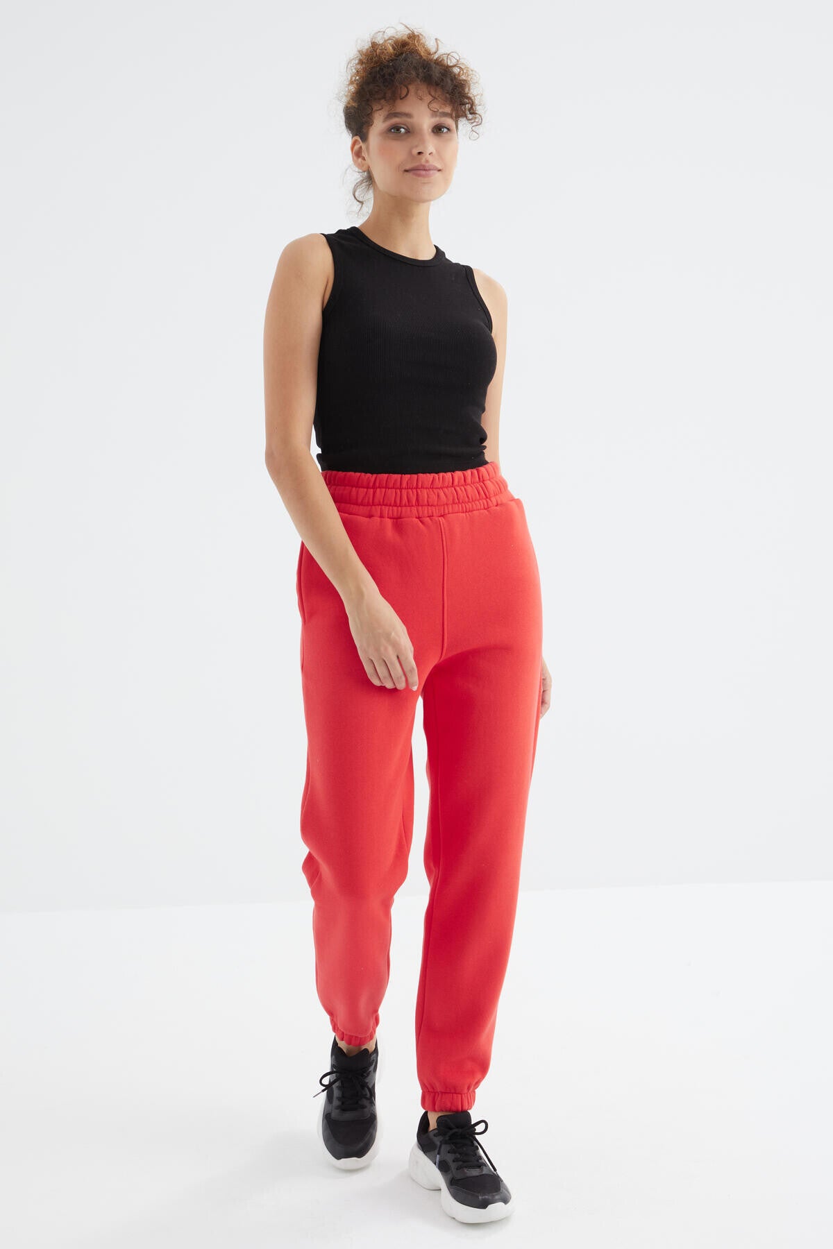 Fiesta High Waist Brushed 3-Thread Cotton Basic Women's Tracksuit Bottom - 94624