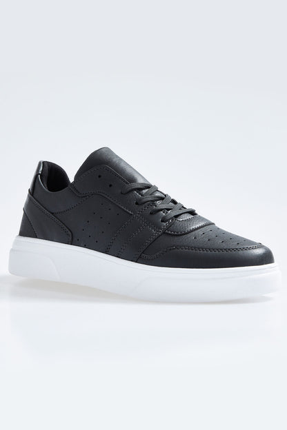 Fume Laced PU Leather with Holes for Men Sports Shoes - 89110