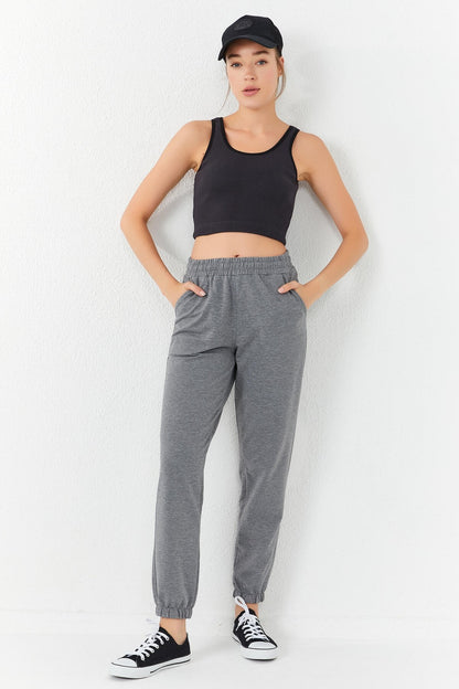 Smoked Basic Zero Sleeve Narrow Fit U Collar Women's Crop Top Singlet - 97160