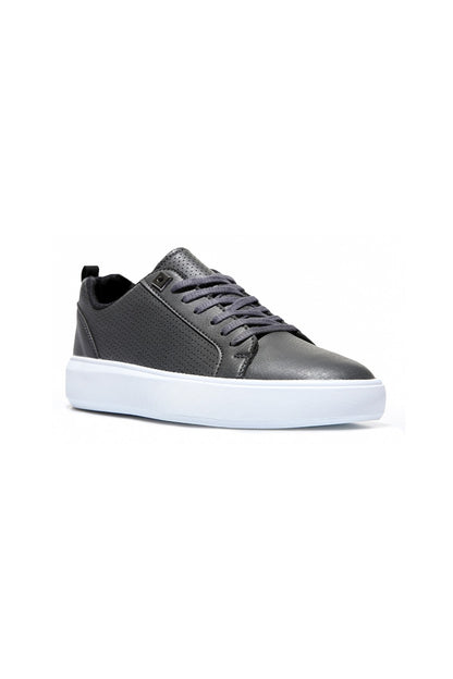 Smoked Perforated Laced PU Leather Men's Sports Shoes - 89055