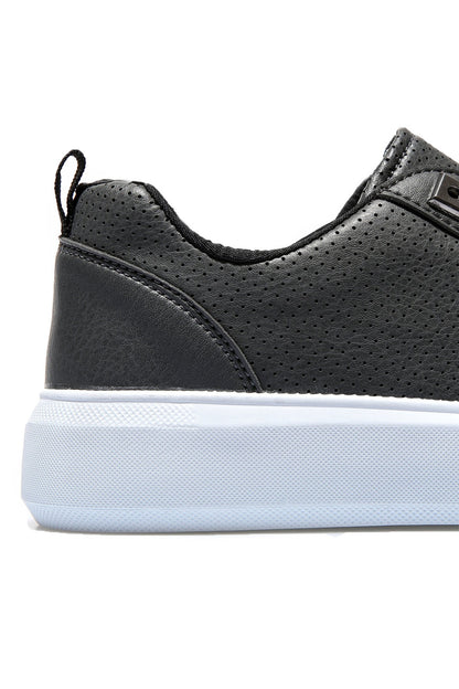 Smoked Perforated Laced PU Leather Men's Sports Shoes - 89055
