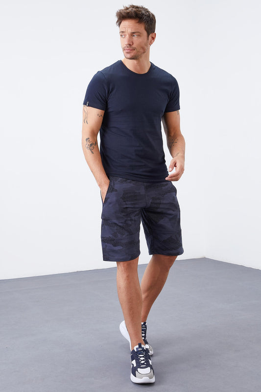 Smoke Camouflage Pattern Pocketed Standard Fit Men's Shorts - 81126