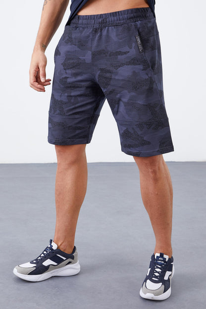 Smoke Camouflage Pattern Pocketed Standard Fit Men's Shorts - 81126