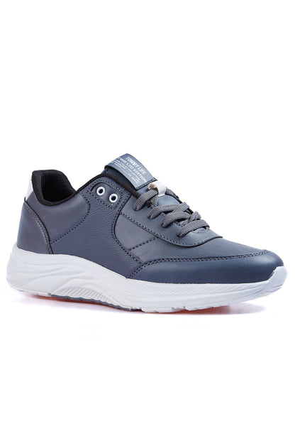 Smoke High Sole Laced PU Leather Men's Sports Shoes - 89113
