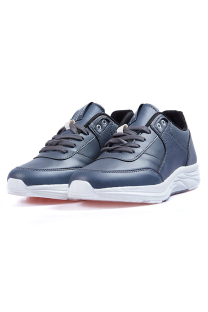 Smoke High Sole Laced PU Leather Men's Sports Shoes - 89113