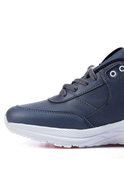 Smoke High Sole Laced PU Leather Men's Sports Shoes - 89113