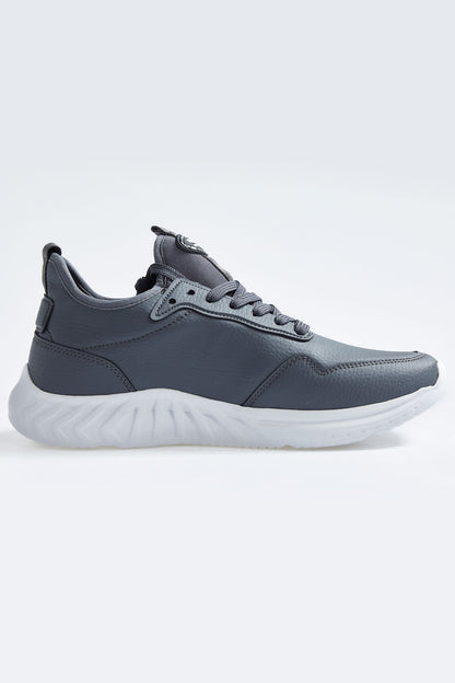 Smoked High Sole Laced PU Leather Men's Sports Shoes - 89115