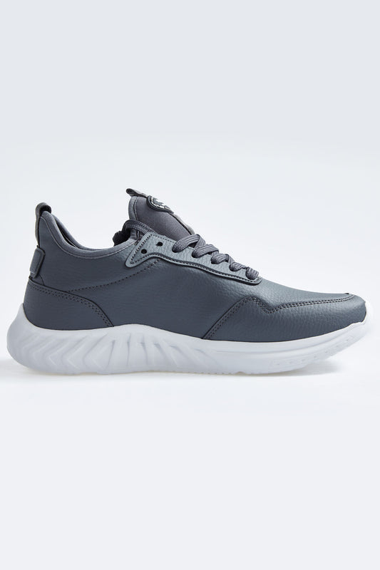 Smoked High Sole Laced PU Leather Men's Sports Shoes - 89115