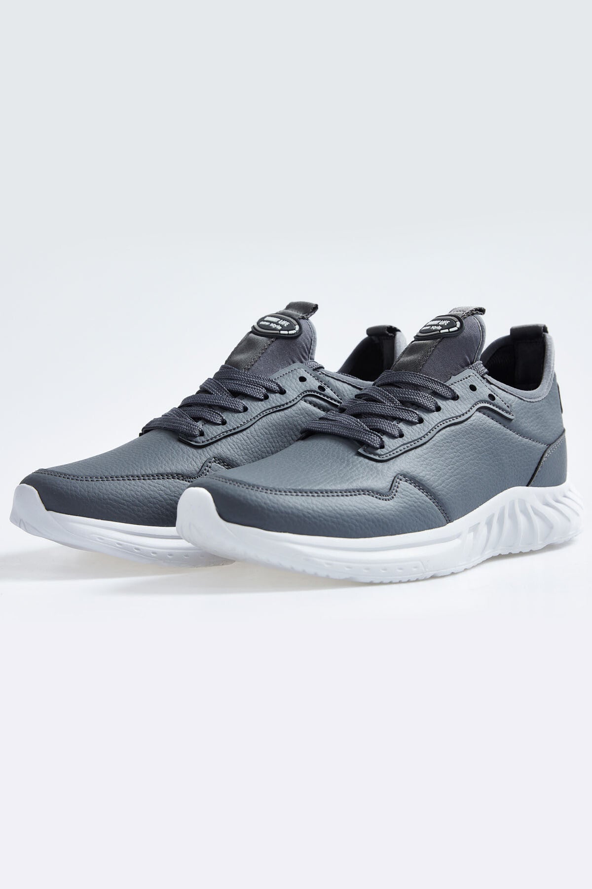 Smoked High Sole Laced PU Leather Men's Sports Shoes - 89115
