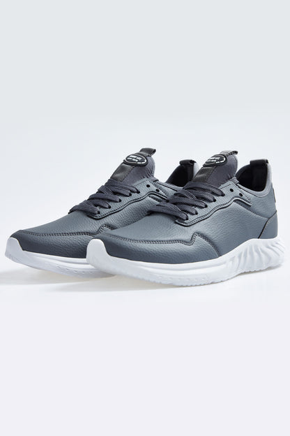 Smoked High Sole Laced PU Leather Men's Sports Shoes - 89115