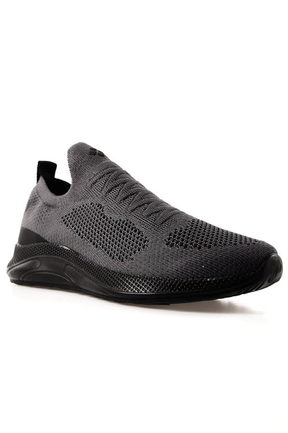 Smoked High Sole Ribbed Laceless Lightweight Flexible Men's Sports Shoes - 89120