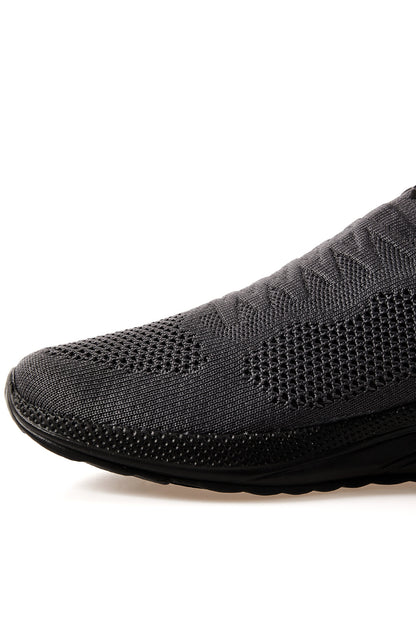 Smoked High Sole Ribbed Laceless Lightweight Flexible Men's Sports Shoes - 89120