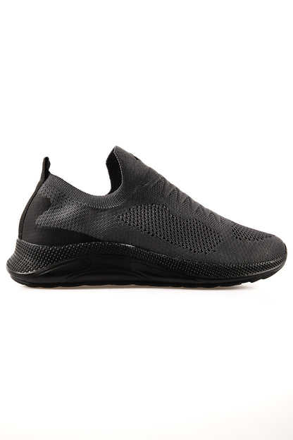 Smoked High Sole Ribbed Laceless Lightweight Flexible Men's Sports Shoes - 89120