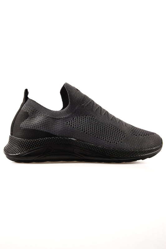 Smoked High Sole Ribbed Laceless Lightweight Flexible Men's Sports Shoes - 89120