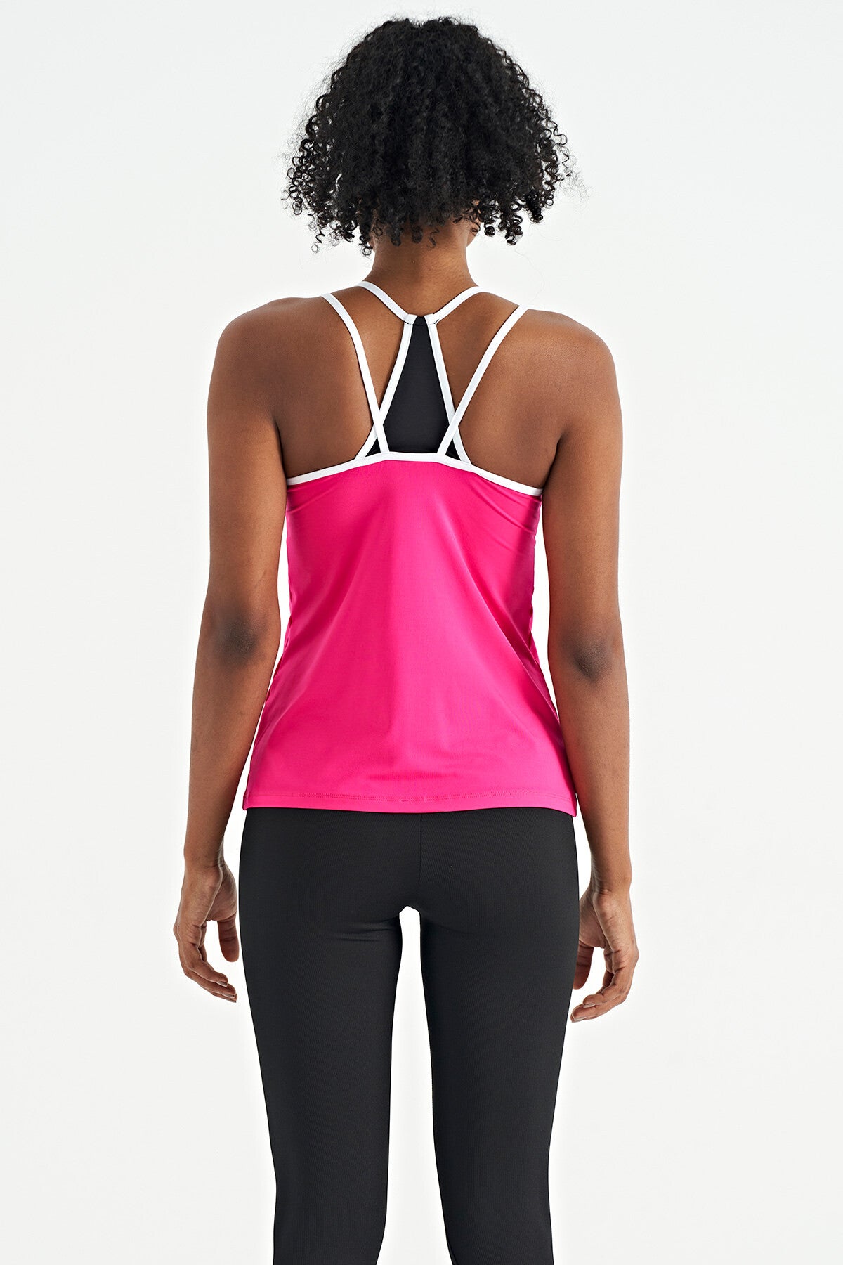 Fuchsia Double Strap Back Detailed Standard Cut Women's Sports Singlet - 97258