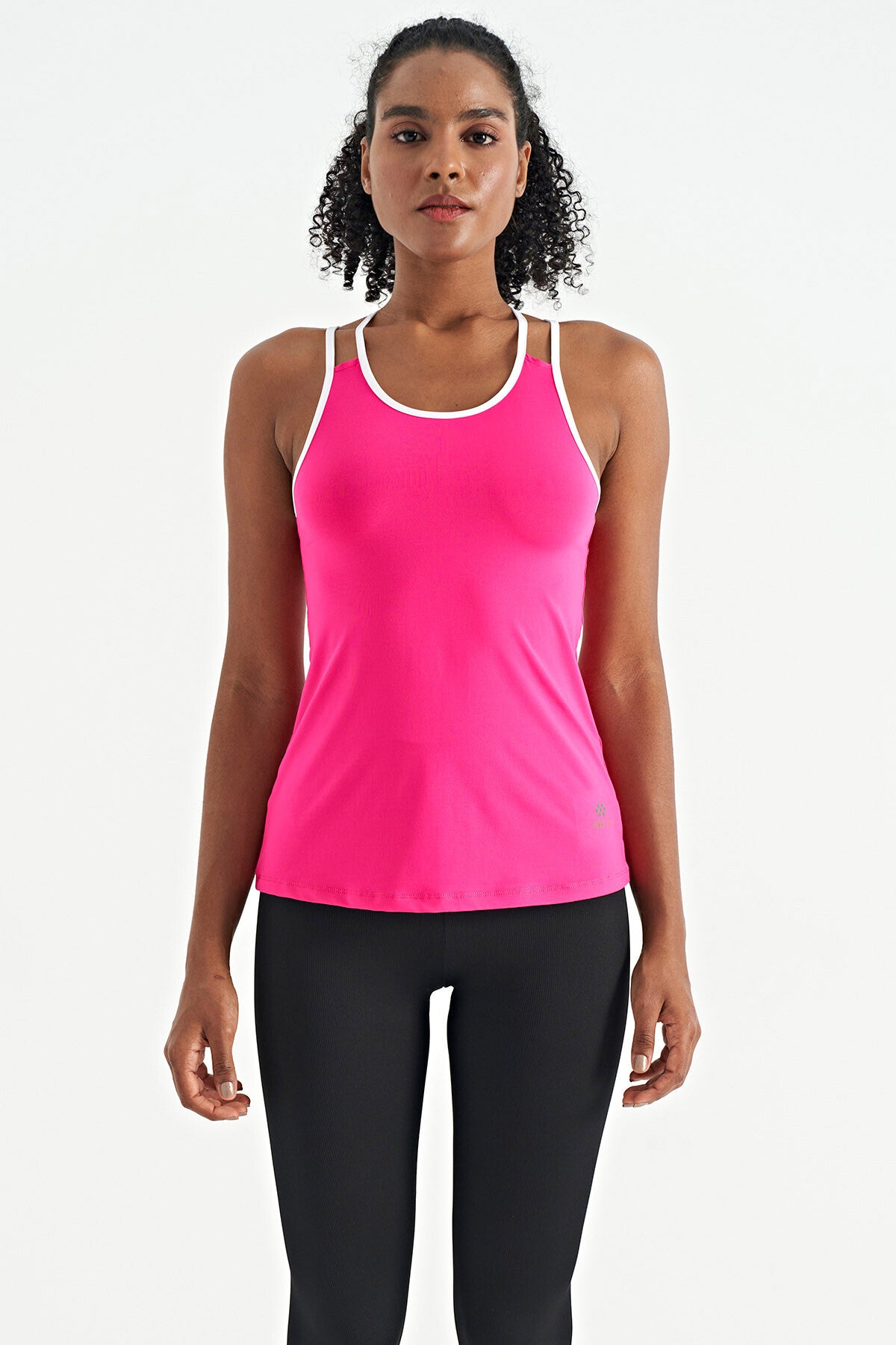 Fuchsia Double Strap Back Detailed Standard Cut Women's Sports Singlet - 97258