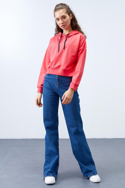 Fuchsia Long Sleeve Comfort Fit Hooded Women's Sweatshirt - 97115
